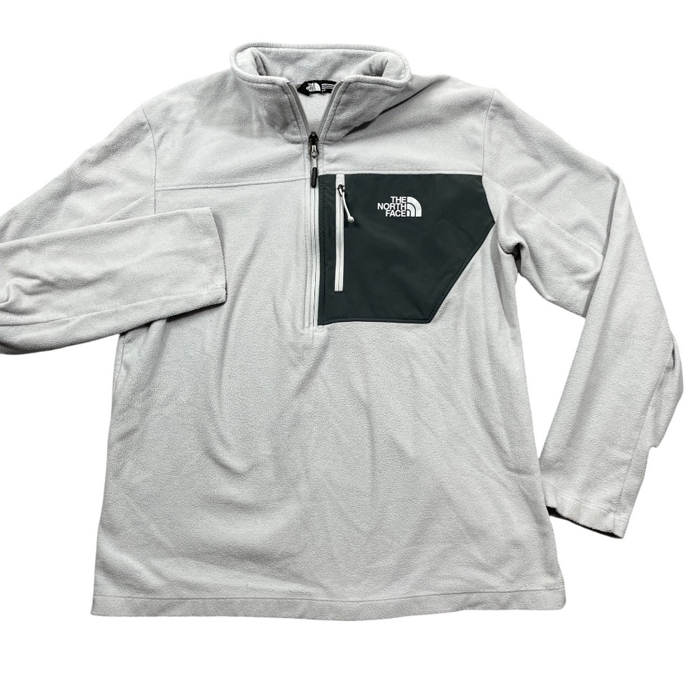 The North‎ Face Large Gray 1/4 Zip Sweatshrit Zipper Pockets